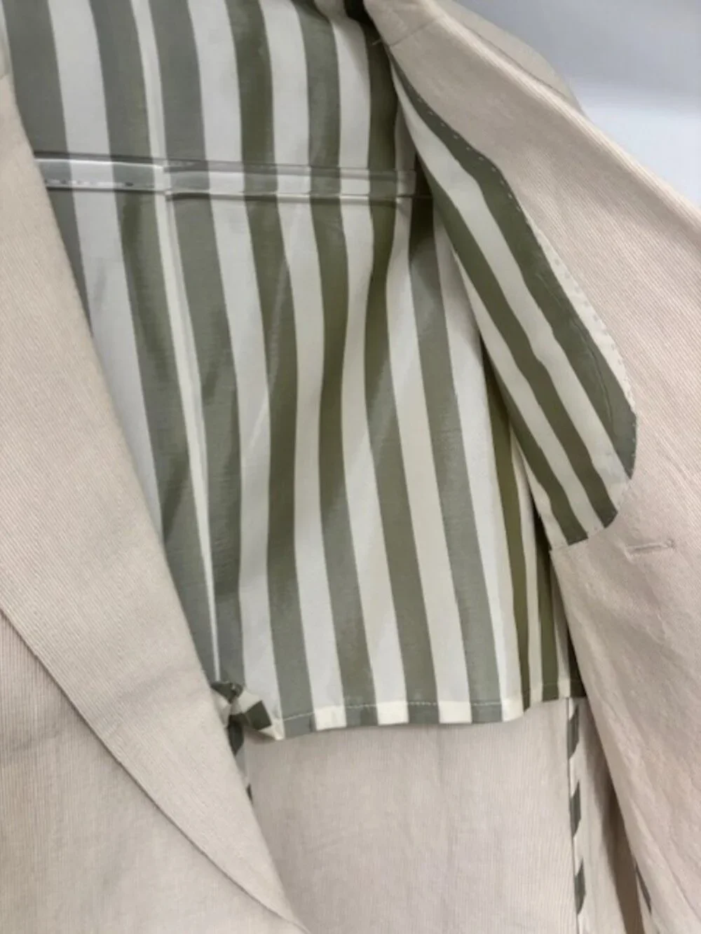 Kroon Bono 42R Cotton Linen Sport Coat Beige Micro Stripe Two Button Blazer